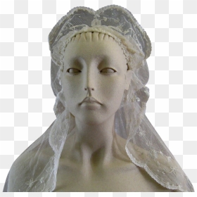 Vintage Brussels Princess Lace Wedding Veil C - Bust, HD Png Download - wedding veil png