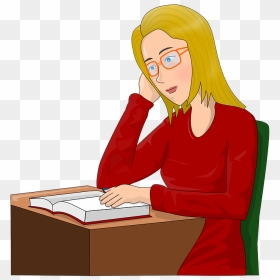 Girl Studying Clipart - Cartoon, HD Png Download - studying png