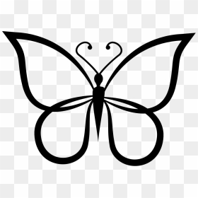 Butterfly Shape Outline Top View Comments - Butterfly Black And White Outline, HD Png Download - oval outline png
