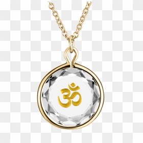 Om, The Yoga Symbol, Engraved In White Swarovski Crystal - Necklace, HD Png Download - om symbol png