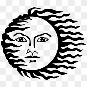 Sun Face Vector Transparent Library - Black And White Hot Sun Clip Art, HD Png Download - black sun png