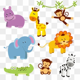 Jungle Animal Zoo Northern Giraffe Clip Art - Cute Safari Animals Clipart, HD Png Download - cartoon animals png