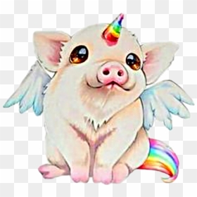 #watercolor #piglet #pig #unicorn #pigcorn #rainbow - Cute Flying Pig Drawing, HD Png Download - piglet png