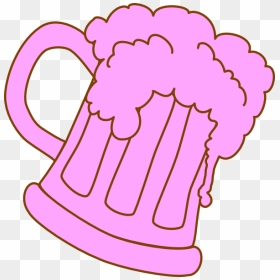 Pink Outline Beer Mug Clip Art - Pink Beer Png, Transparent Png - beer mug clip art png