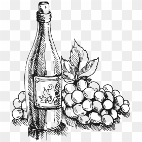 Transparent Drawing Png - Clip Art Wine Bottle Clipart Black And White, Png Download - bottle of wine png
