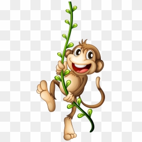 Monkey On A Vine Clip Art, HD Png Download - cartoon monkey png