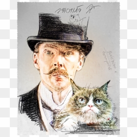 Benedict As Louis Wain Drawing, HD Png Download - benedict cumberbatch png