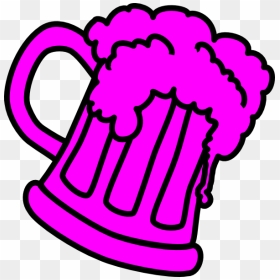 Pink Outline Beer Mug Clip Art - Clip Art Pink Beer Mug, HD Png Download - beer mug clip art png