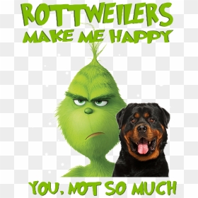 Grinch Rottweilers Make Me Happy Christmas Shirt, Sweater, - Rottweiler Grinch, HD Png Download - rottweiler png