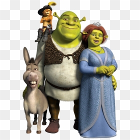 Shrek Fiona Donkey And Puss In Boots, HD Png Download - donkey shrek png
