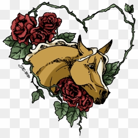 Horse Roses - Illustration, HD Png Download - tattoo design png
