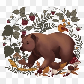 Bear In The Forest Clipart - Brown Bear, HD Png Download - jungle animals png