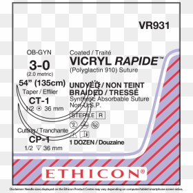 5 0 Vicryl Rapide Suture, HD Png Download - nos png