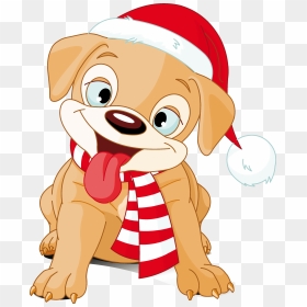 Puppy Clipart Merry Christmas Vector Library Stock - Christmas Dog Clipart, HD Png Download - puppy clipart png