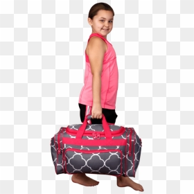 10 Year Old Girl With Big Kids Duffle Bag - Girl Holding A Big Bag, HD Png Download - duffle bag png
