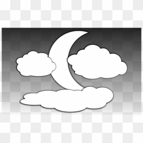 Moon Black And White Clouds And The Moon 2 Clipart - Cartoon Moon And Clouds, HD Png Download - cloud outline png