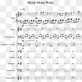 Blood Moon Waltz Sheet Music For Piano, Percussion, - Blood Moon Waltz Guitar, HD Png Download - sheet music png