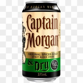 Captain Morgan Original Spiced Gold & Dry Cans 375ml - Captain Morgan And Dry, HD Png Download - captain morgan png