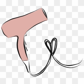 A Line Illustration Of A Pink Hair Dryer With The Cord - Blow Dry Clipart, HD Png Download - blow dryer png