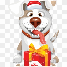 New Year Gift With Dog Vector - Två Hundar Tecknade, HD Png Download - dog vector png