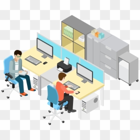Business Vector Illustration Office People Free Clipart - Business Office Png, Transparent Png - office desk png