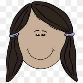 Vector Image Of Female Face With Side Pig Tails - Cartoon Girl With Black Hair And Brown Eyes, HD Png Download - pig face png