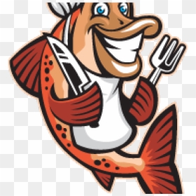 Fish Fry Cliparts - Fish With Fork And Knife Clipart, HD Png Download - fried fish png