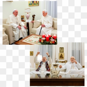 Image May Contain Pope Benedict Xvi Human Person Priest - Two Popes Real Life, HD Png Download - pope francis png
