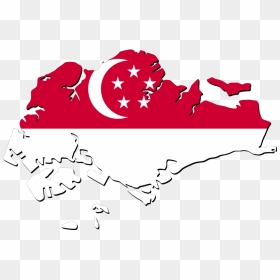English, Malay, Mandarin Tamil Are Mostly Spoken Here - Singapore Map With Flag, HD Png Download - english flag png