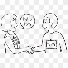 Two People Shaking Hands In A Fun Get To Know You Name, HD Png Download - hello my name is tag png