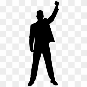 Winning Hands Up Vector , Png Download - Man Silhouette Hand Up, Transparent Png - hands up png