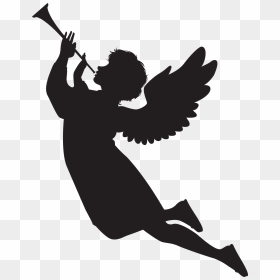 Angel With Trumpet Silhouette, HD Png Download - fitness silhouette png