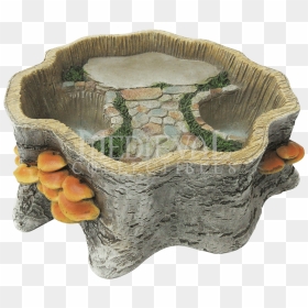 Tree Stump Fairy Garden Planter Display - Carving, HD Png Download - tree stump png