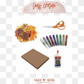 Leaves / Scissors / Glitter Glue / Brown Construction - Paper, HD Png Download - leaf crown png