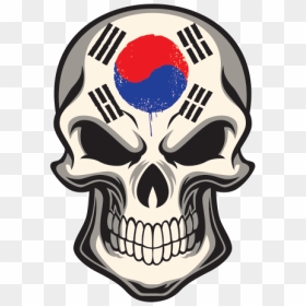 South Korea Flag Skull - Skull With Bandana, HD Png Download - south korea flag png