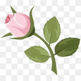 Pink Rose Cartoon Flower, HD Png Download - rose bud png