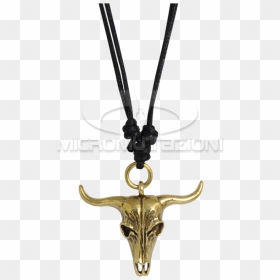 Necklace With Brass Bull Skull Pendant Necklaces & - Portable Network Graphics, HD Png Download - bull skull png