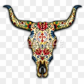 Day Of The Dead Bull Skull - Animal Dia De Los Muertos Skull, HD Png Download - bull skull png