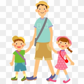 Father Son Daughter Clipart - Cartoon, HD Png Download - father and son png