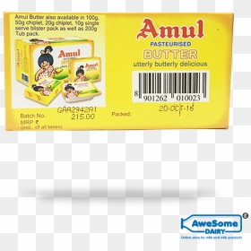 Awesome Dairy Amul Pasteurised Butter 100gm Image - 100 Gm Amul Butter, HD Png Download - amul butter png
