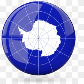 Glossy Round Icon - Blue Flag With White Shape, HD Png Download - antarctica png