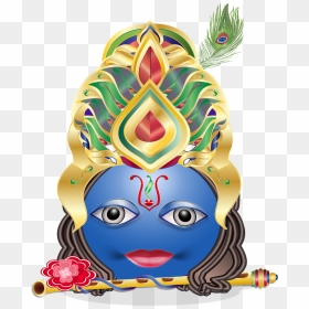Krishna Crown With Peacock Feather, HD Png Download - bansuri with peacock feather png