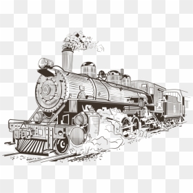 Steam Train Engine Illustration, HD Png Download - fumaça png