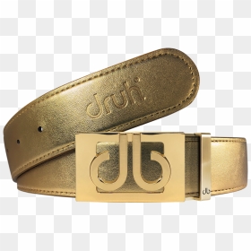 Gold Plain Textured Leather Belt With Gold Thru Buckle - Belt Buckle, HD Png Download - belts png
