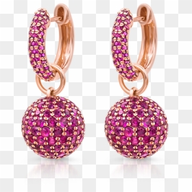 Baby Hoop Earrings With Ruby Spheres - Earring, HD Png Download - hoop earrings png
