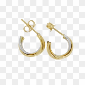 9ct White & Yellow Gold Hoop Earrings , Png Download - Earrings, Transparent Png - hoop earrings png