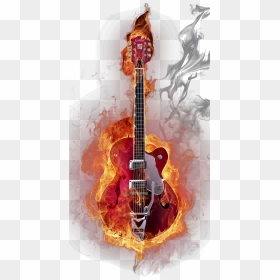 Instruments Downloads Feux Creative Guitar Visual Flame - Electric Guitar With Fire, HD Png Download - indian musical instruments png