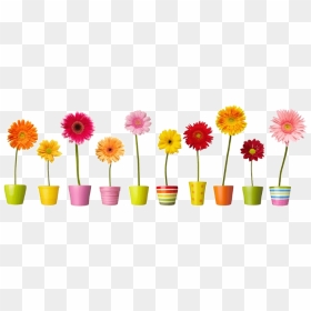 Group Of Romantic Flowers In Vases - Flower Window Clings, HD Png Download - modern flower vase png