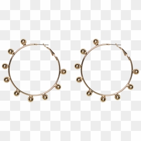 Studded Hoop Earrings In Colour Gold Earth - Body Jewelry, HD Png Download - hoop earrings png