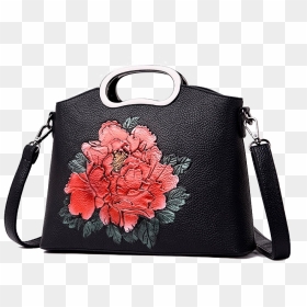 Black Flower Bag ~ 4 Colors ~ Top Handle Women Handbag - Women Handbag Png, Transparent Png - hand bag png